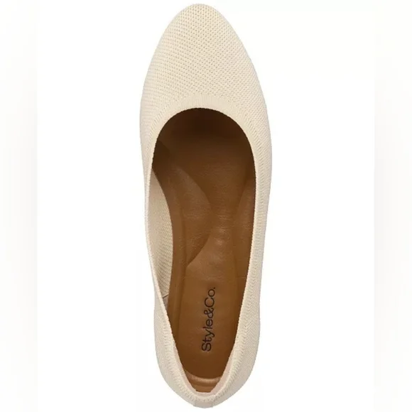 Style & Co Women's Tallyy Flats Cream Breathable, Flexible Knit Flats Size 8 - Picture 6 of 10